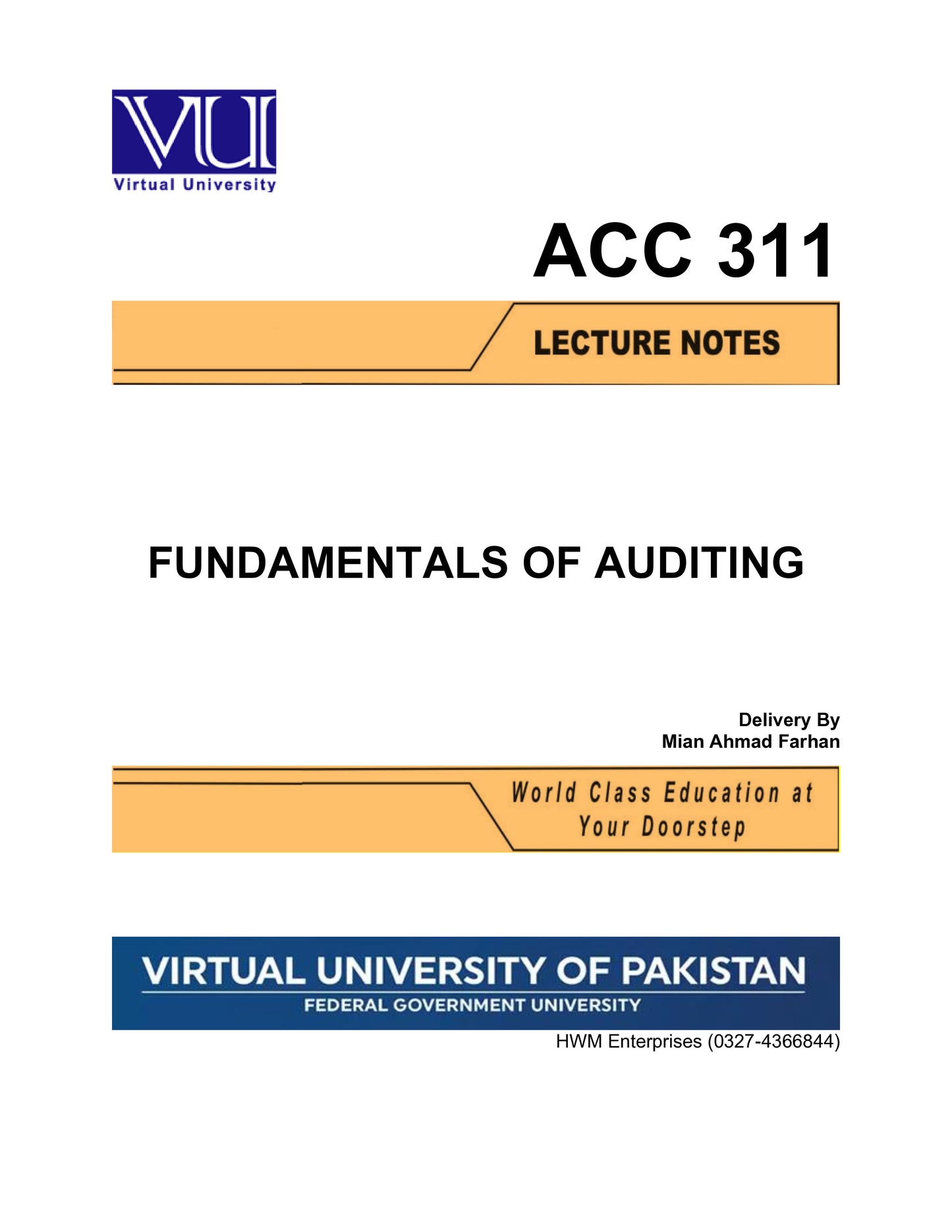 ACC 311 Fundamentals of Auditing