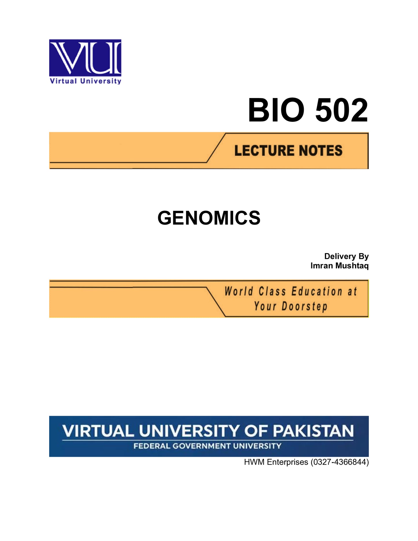 BIO 502 Genomics (Only PPTs)