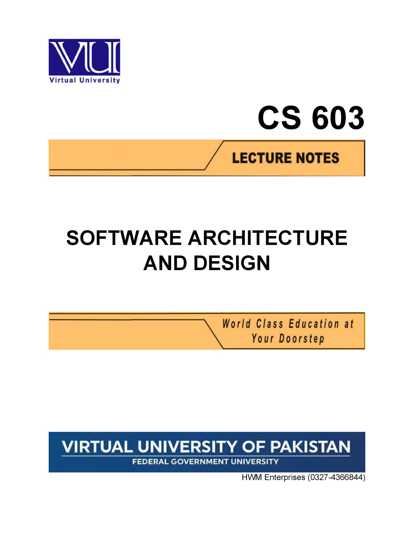 CS 603 Software Architecture and Design
