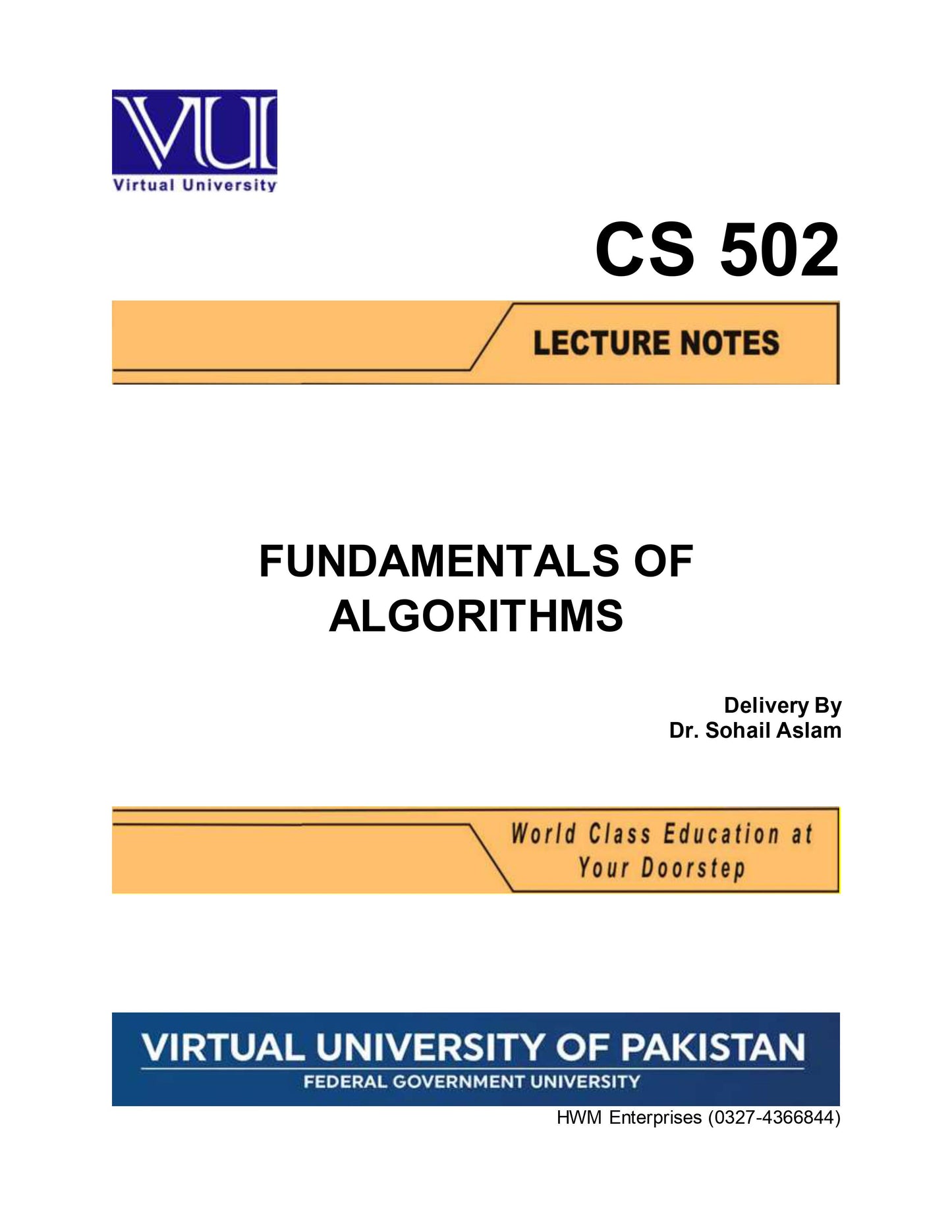 CS 502 Fundamentals of Algorithms