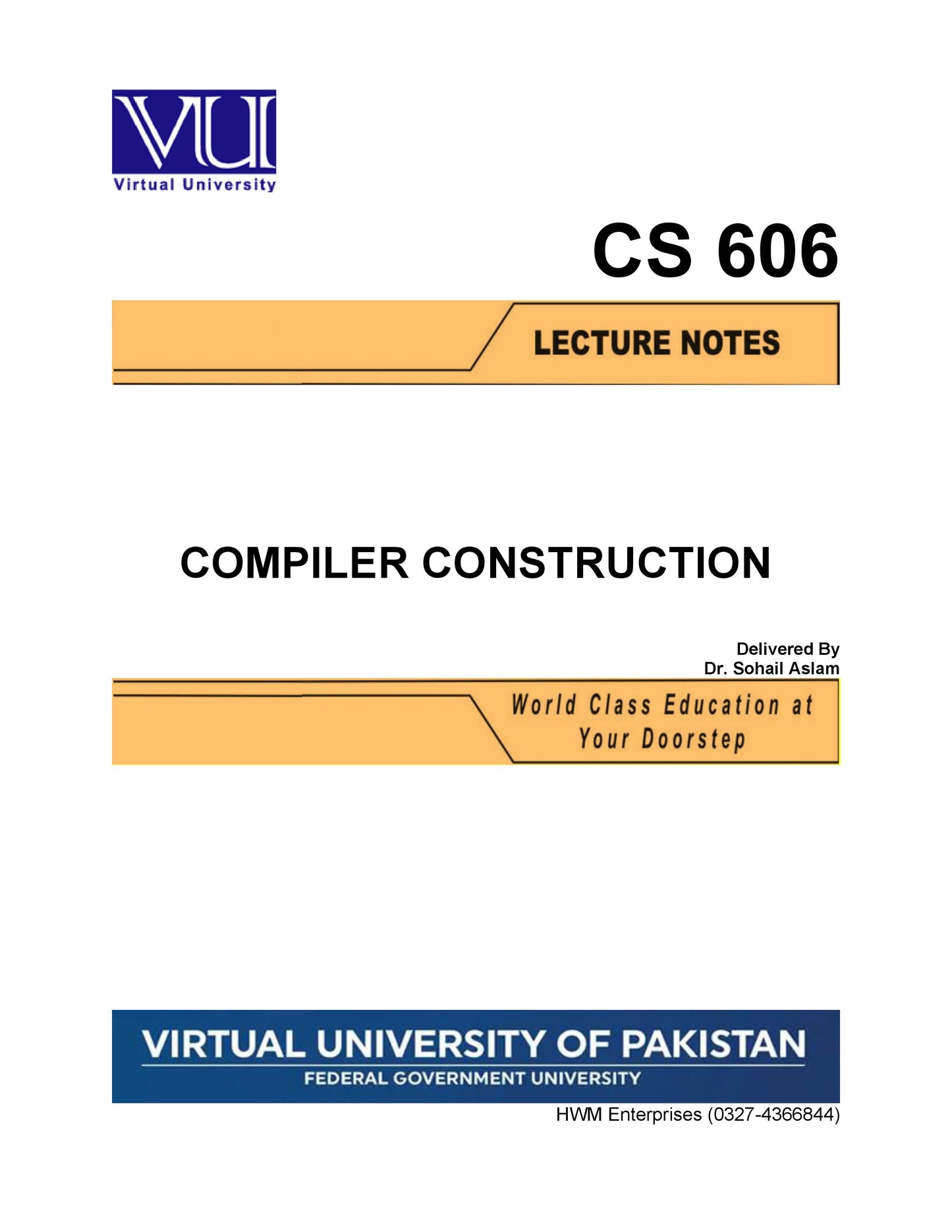CS 606 Compiler Construction