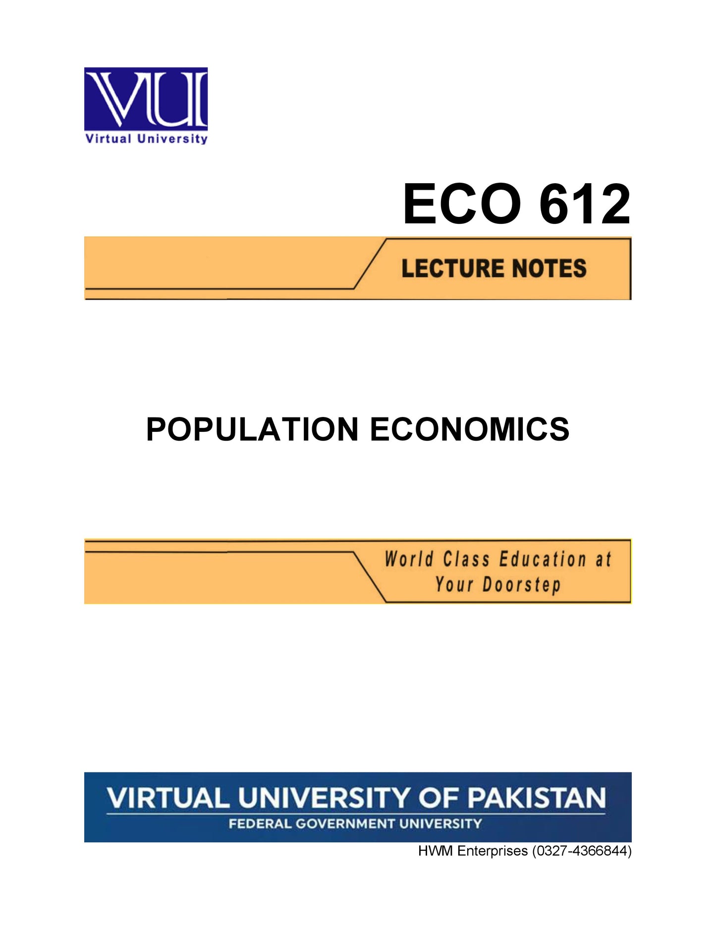 ECO 612 Population Economics