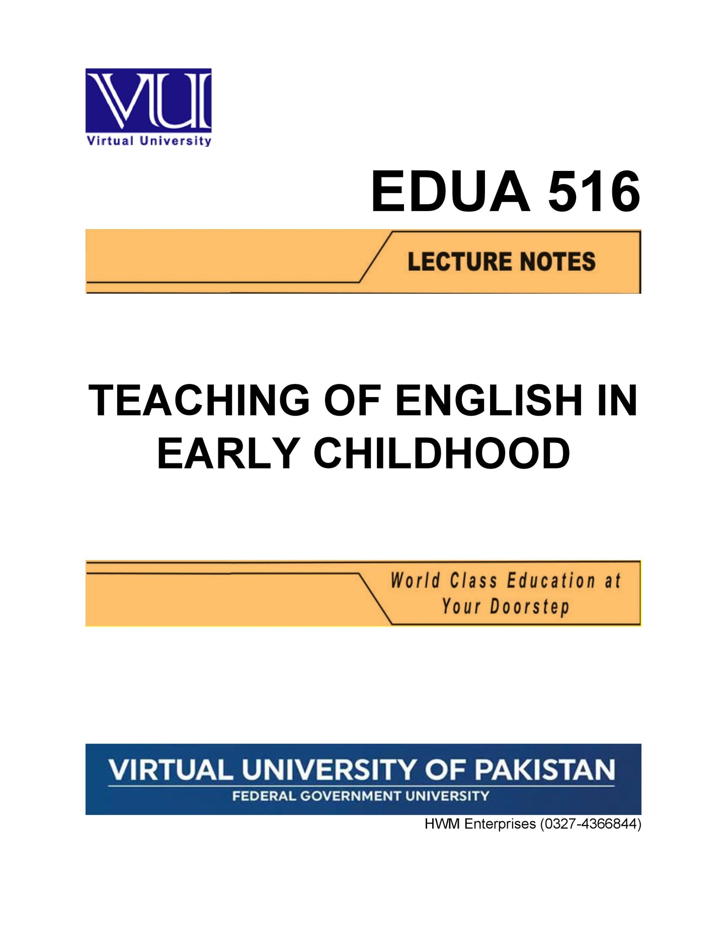 EDUA 516 Teaching of English in Early Childhood