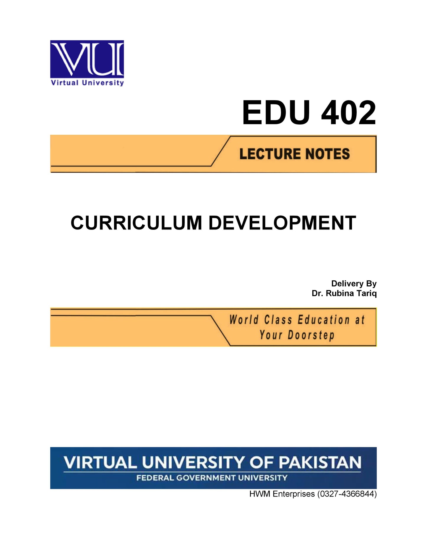 EDU 402 Curriculum Development