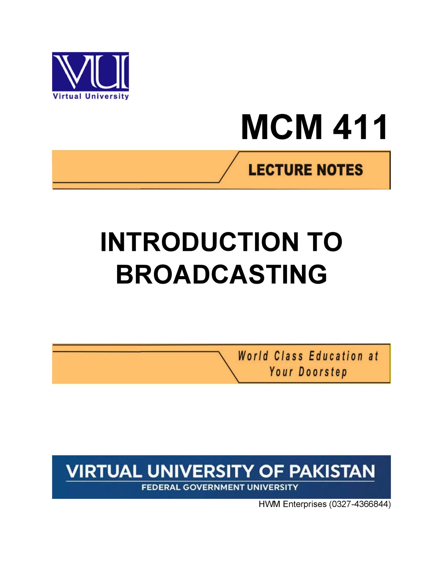 MCM 411 Introduction to Broadcasting