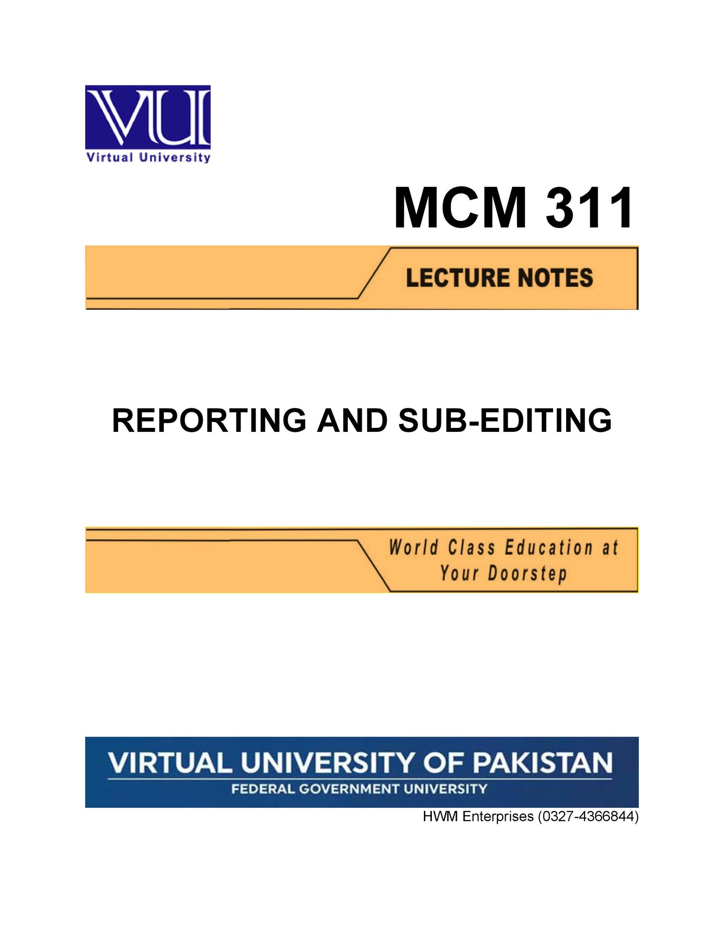 MCM 311 Reporting and Sub-Editing