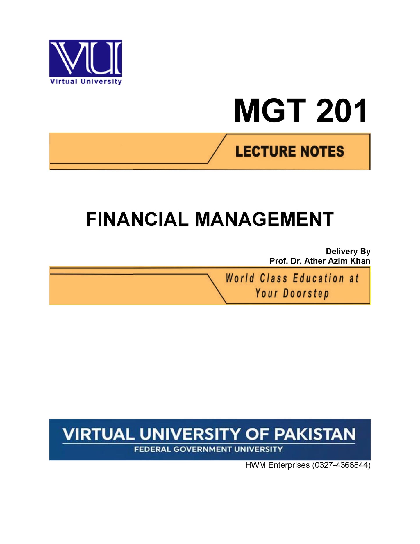 MGT 201 Financial Management