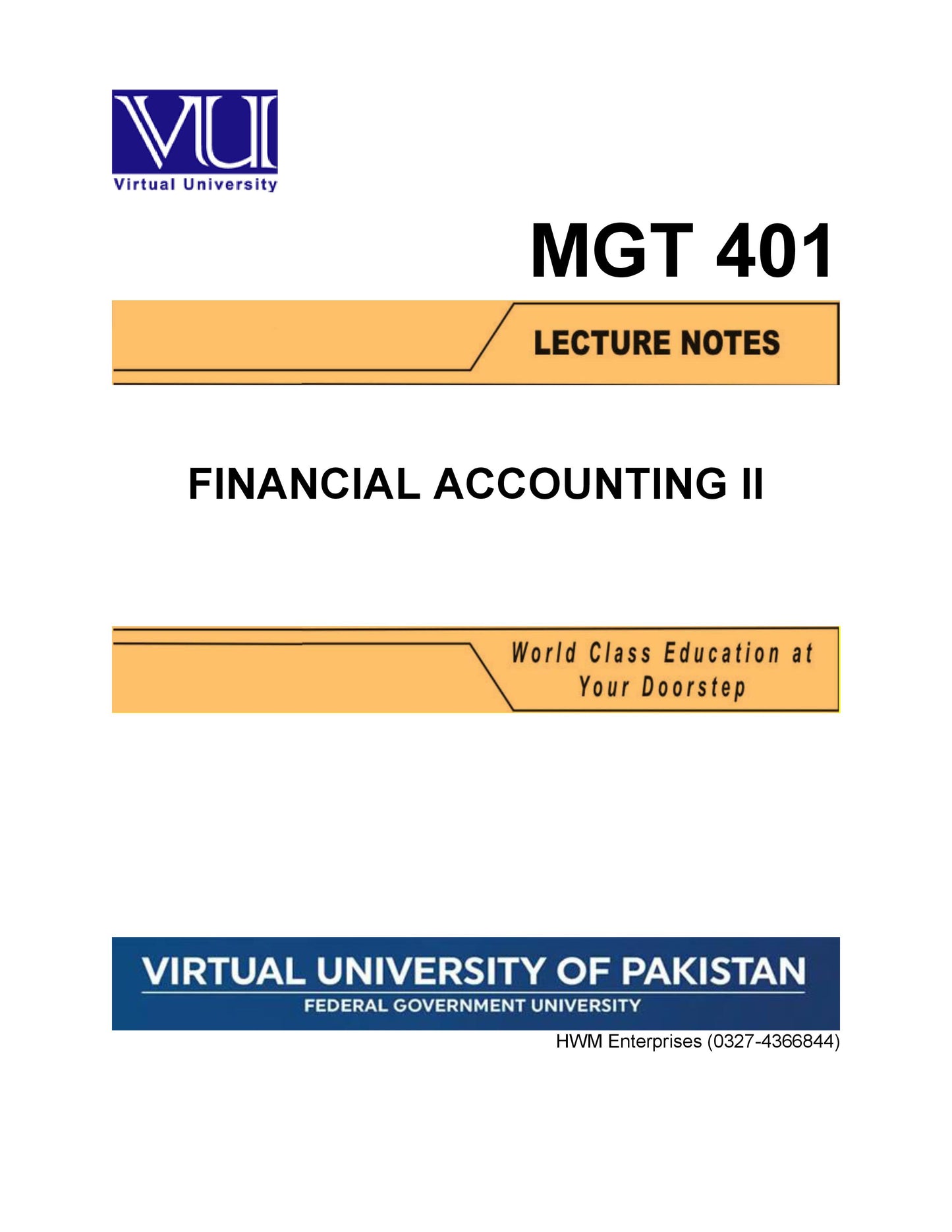 MGT 401 Financial Accounting II
