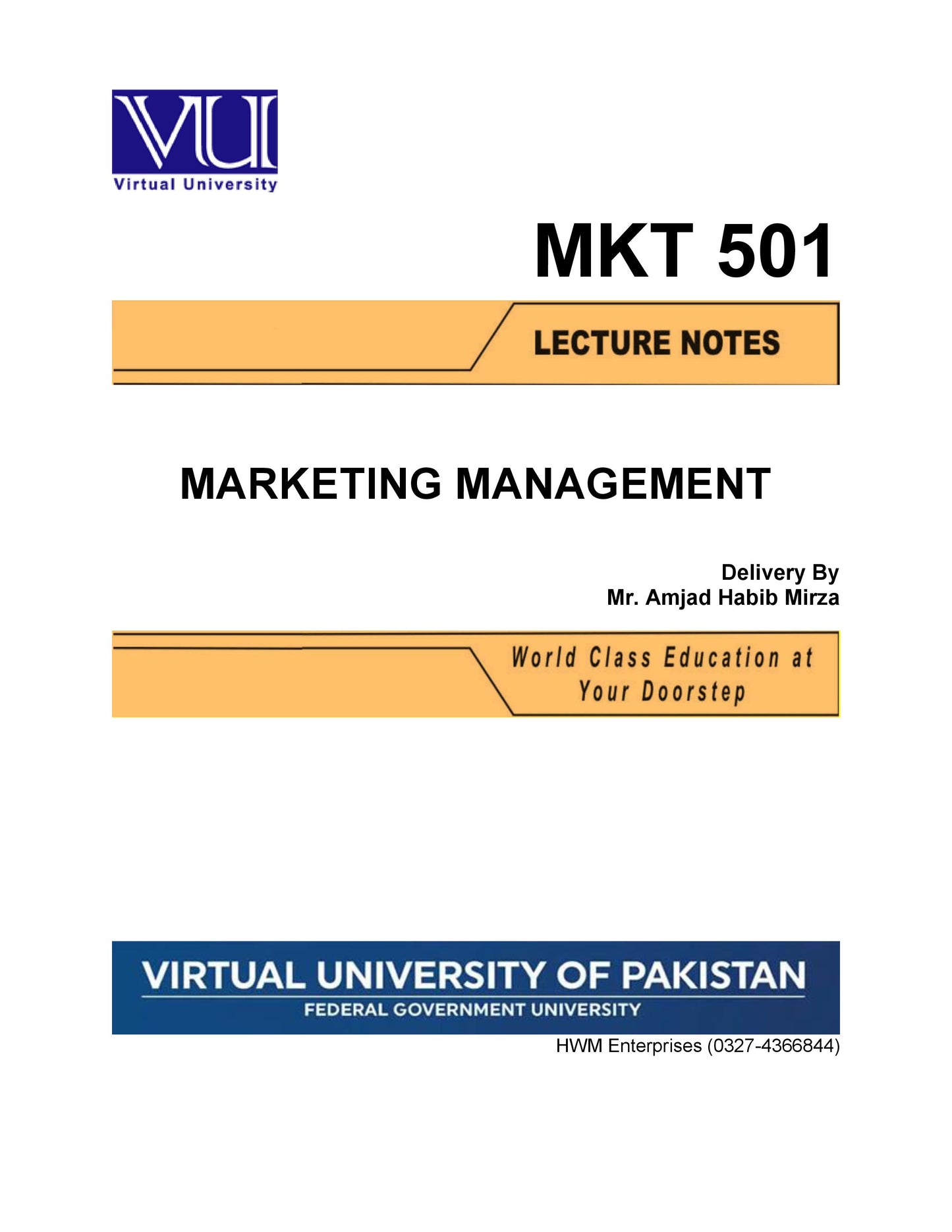MKT 501 Marketing Management