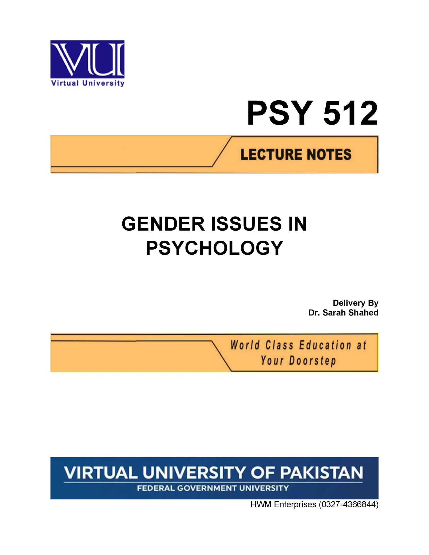 PSY 512 Gender Issues in Psychology