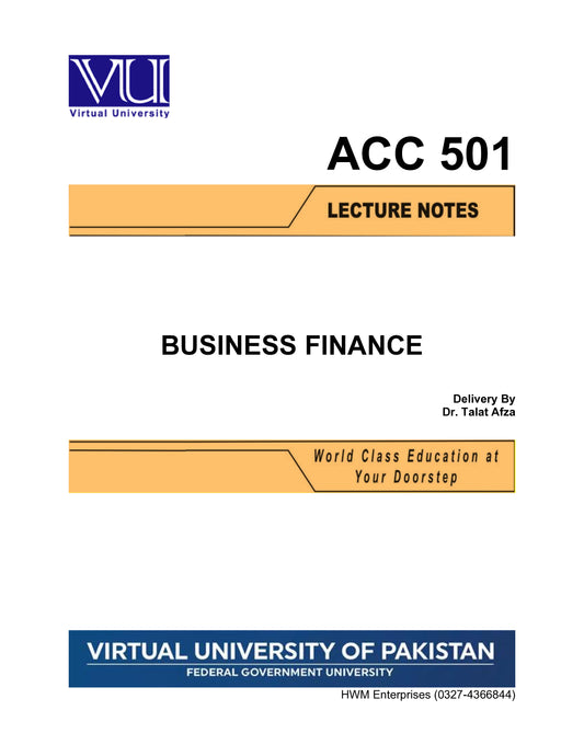 ACC 501 Business Finance