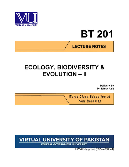 BT 201 Ecology, Biodiversity & Evolution-II