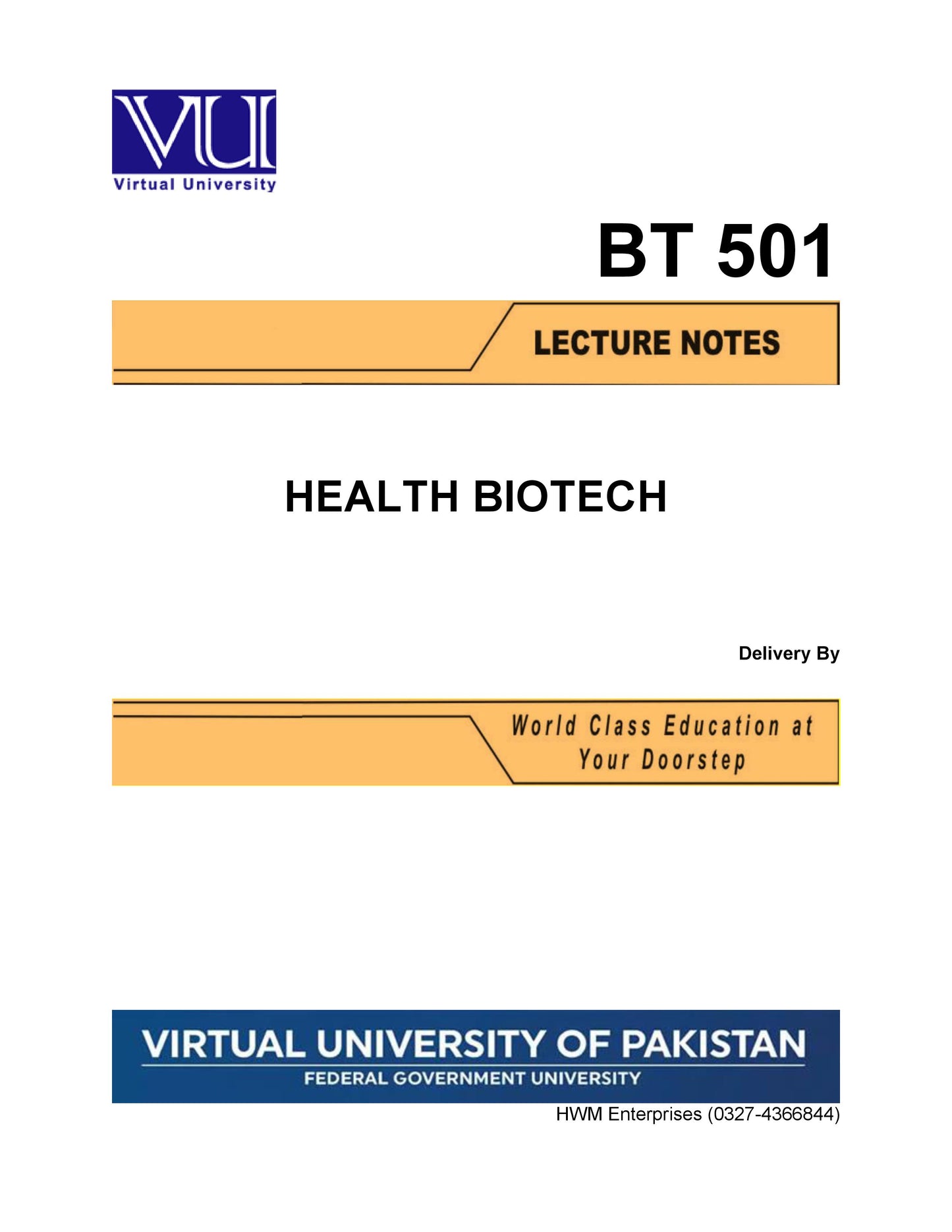 BT 501 Health Biotechnology