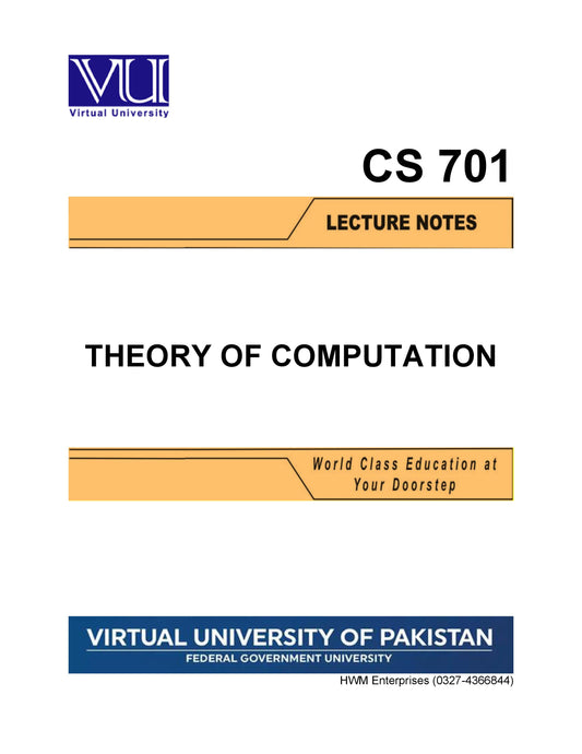 CS 701 Theory of Computation