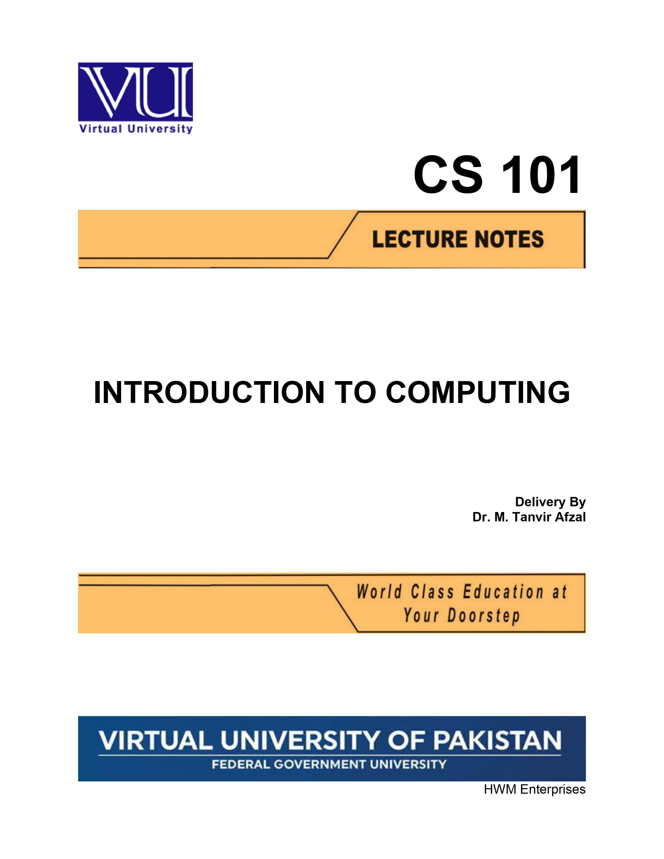 CS 101 Introduction to Computing – BOOX