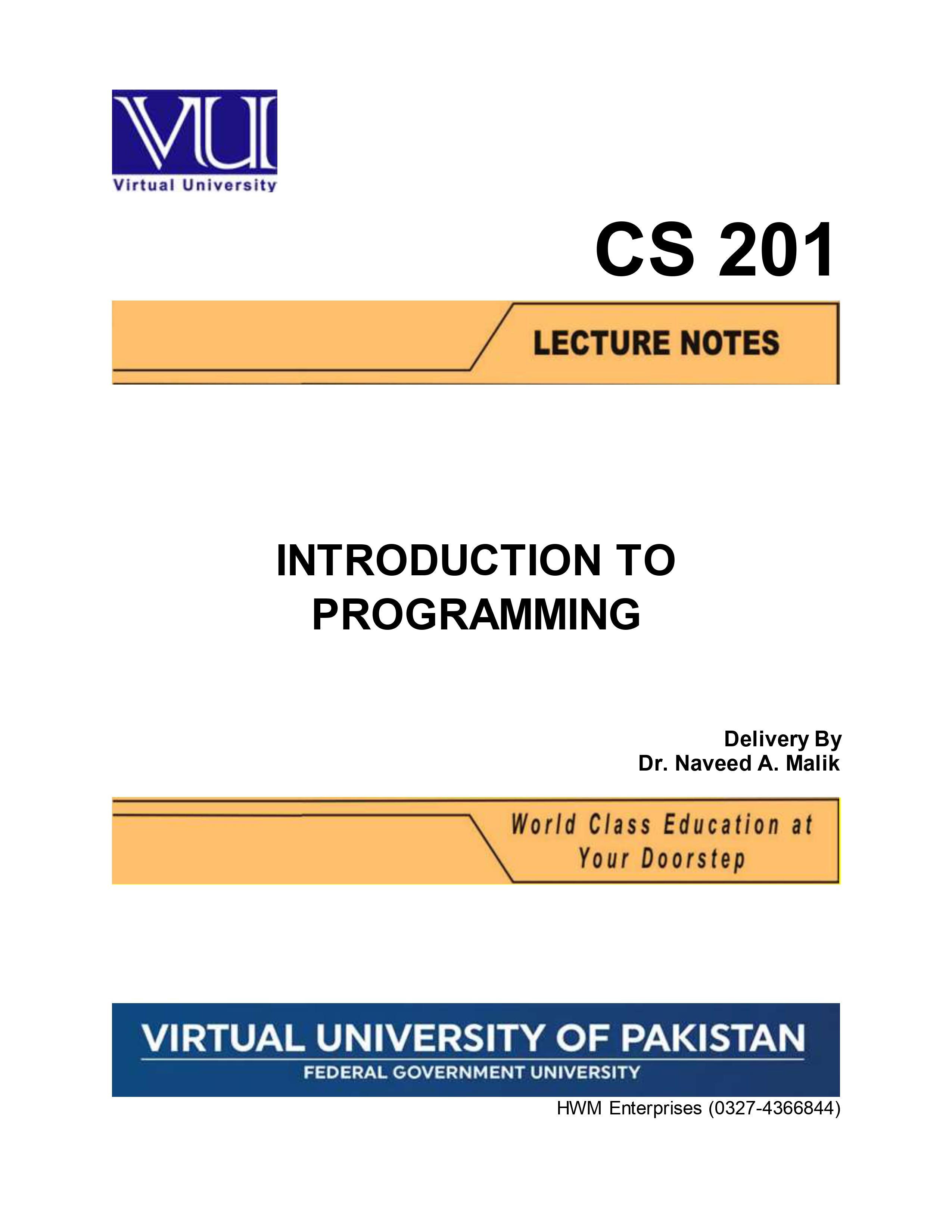 CS 201 Introduction to Programming – BOOX