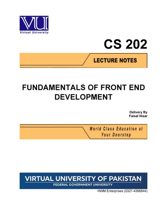 CS 202 Fundamentals of Front End Development