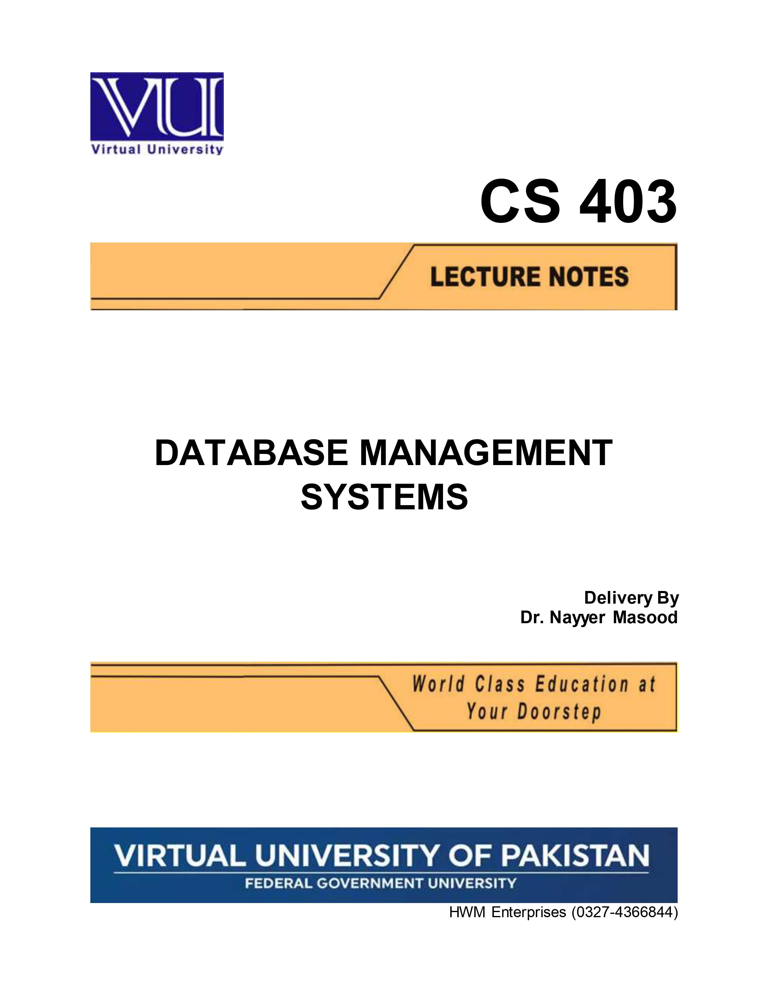 CS 403 Database Management Systems – BOOX