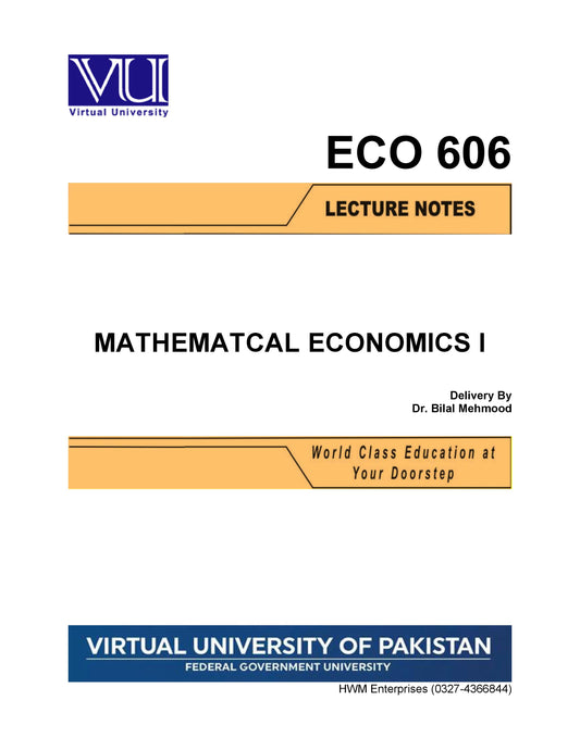 ECO 606 Mathematical Economics I