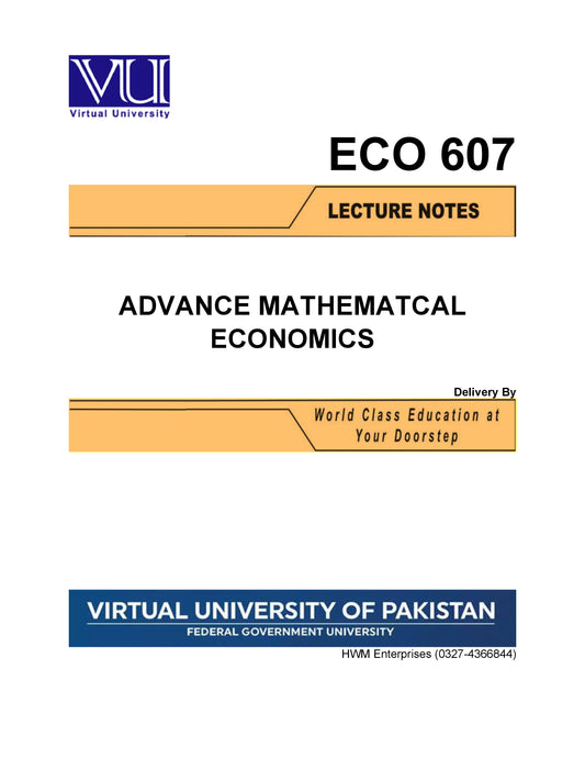 ECO 607 Mathematical Economics II