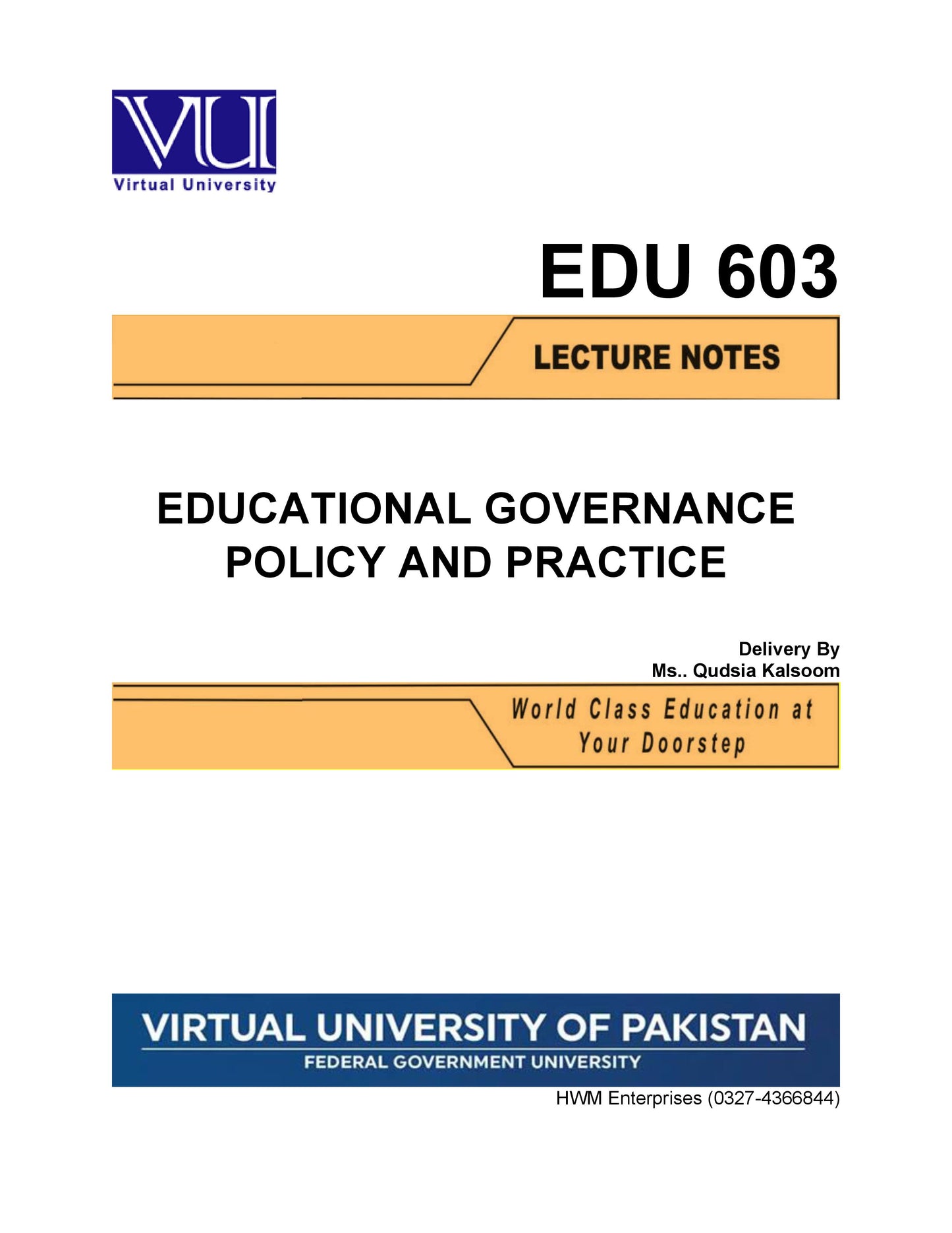 EDU 603 Educational Governance Policy and Practice