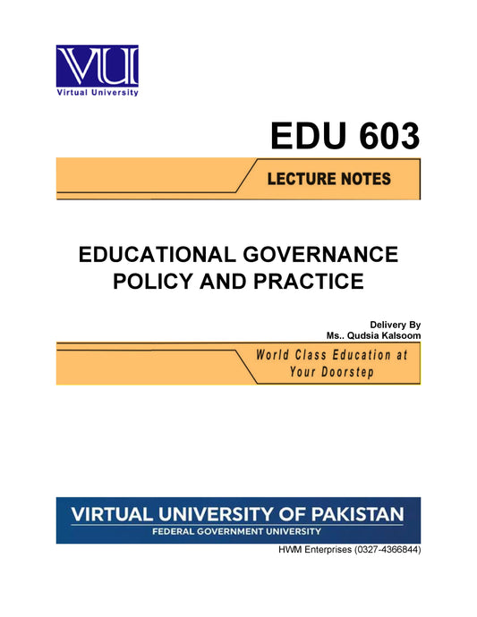 EDU 603 Educational Governance Policy and Practice