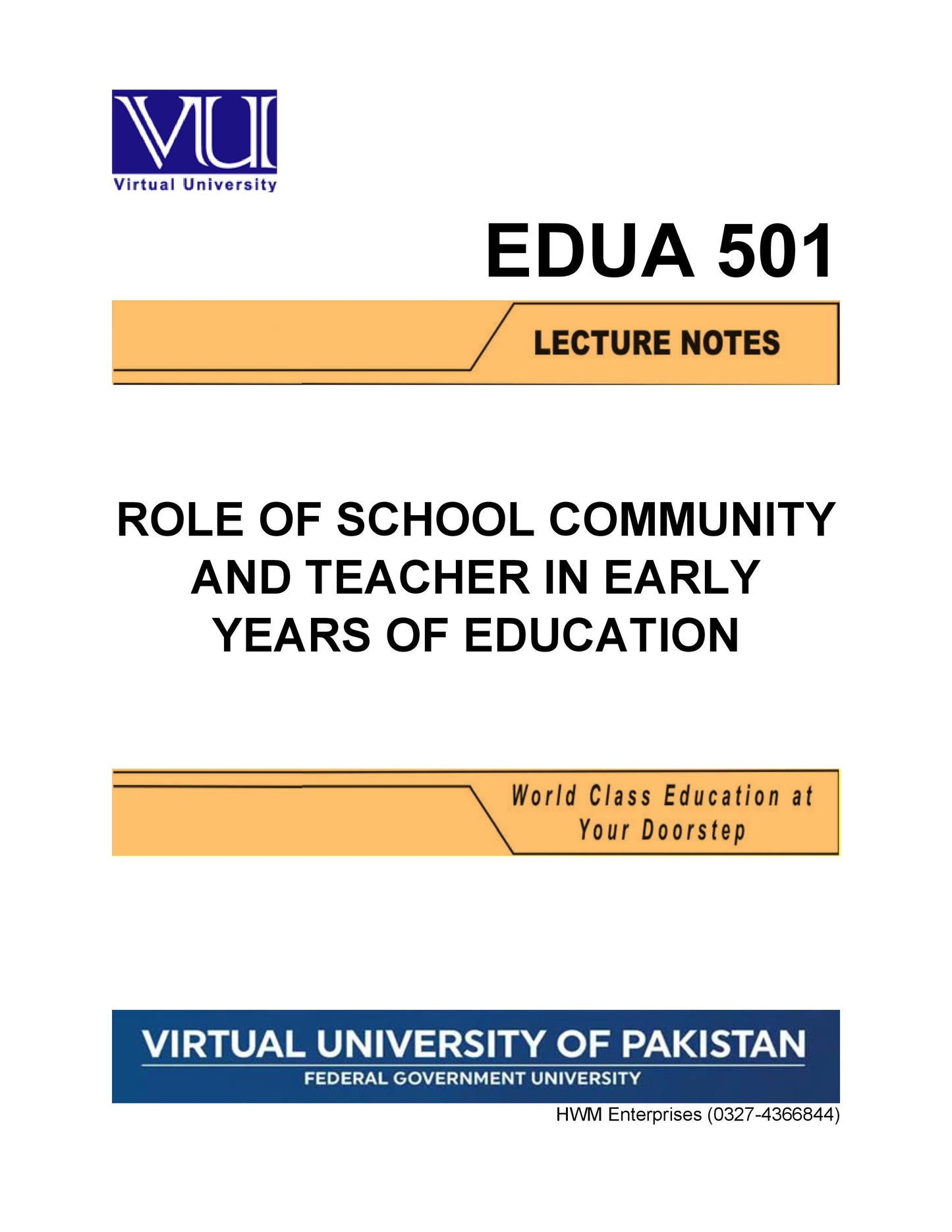 EDUA 501 Role of School Community and Teacher In Early Years Of Education