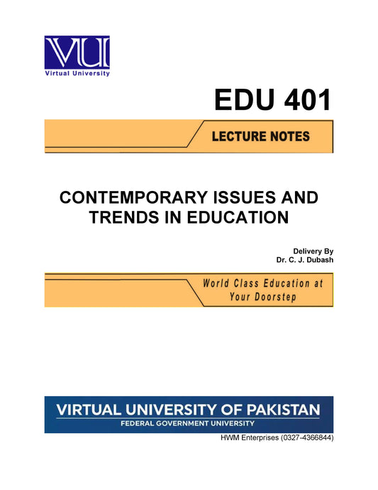 EDU 401 Contemporary Issues and Trends in Education