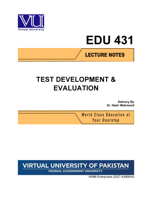EDU 431 Test Development & Evaluation