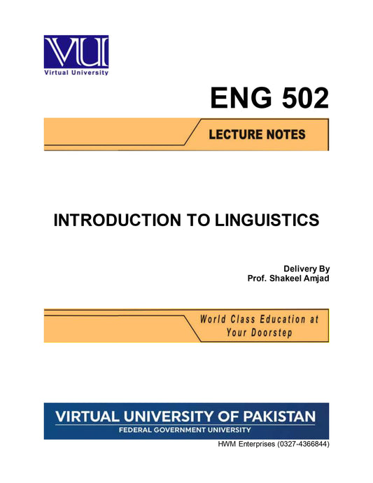 ENG 502 Introduction to Linguistics