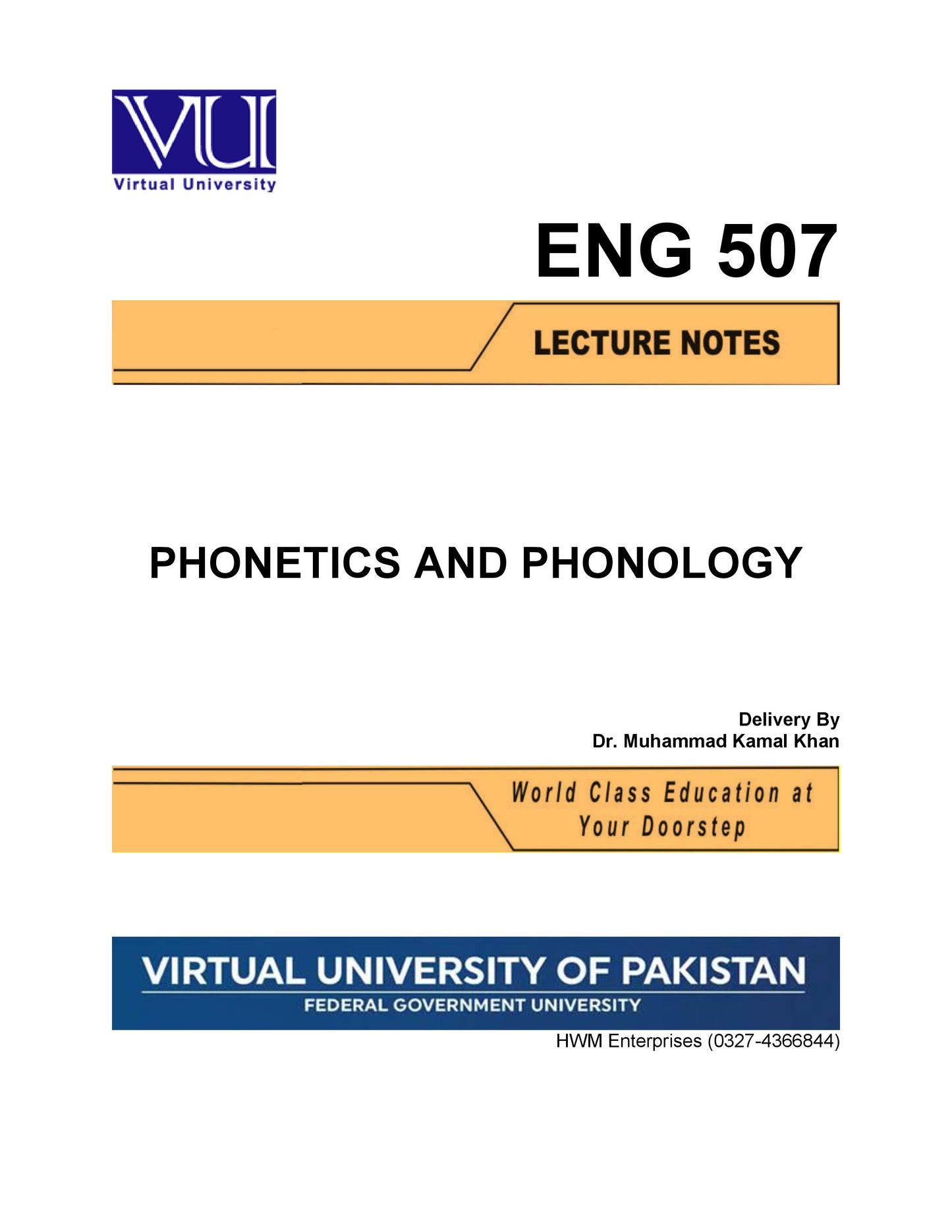 ENG 507 Phonetics and Phonology