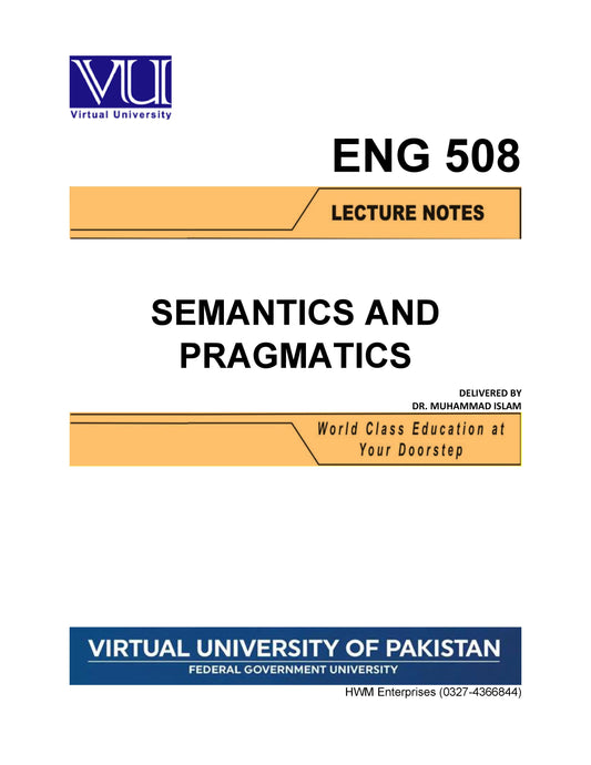 ENG 508 Semantics and Pragmatics