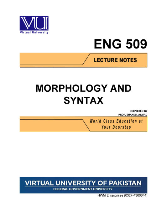 ENG 509 Morphology and Syntax