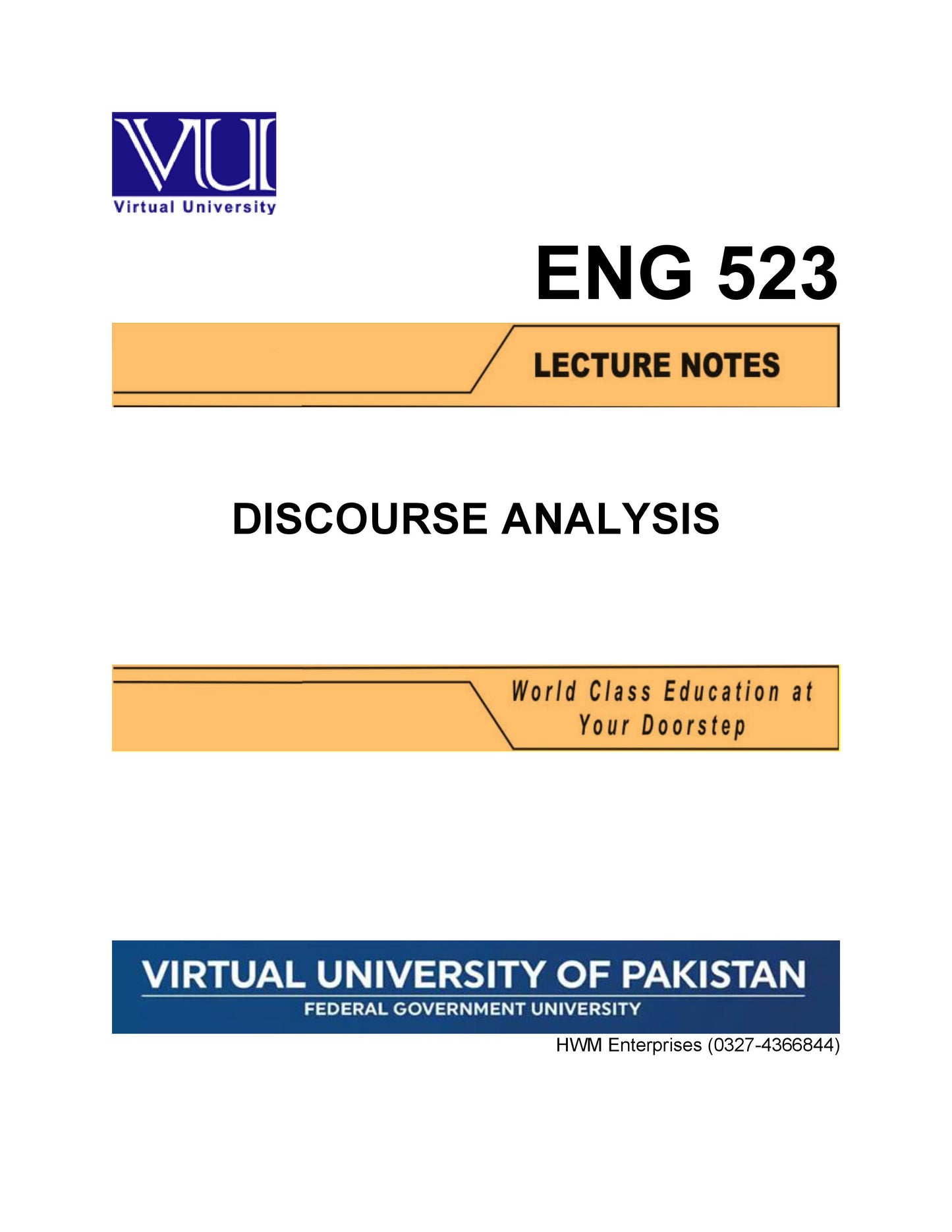 ENG 523 Discourse Analysis