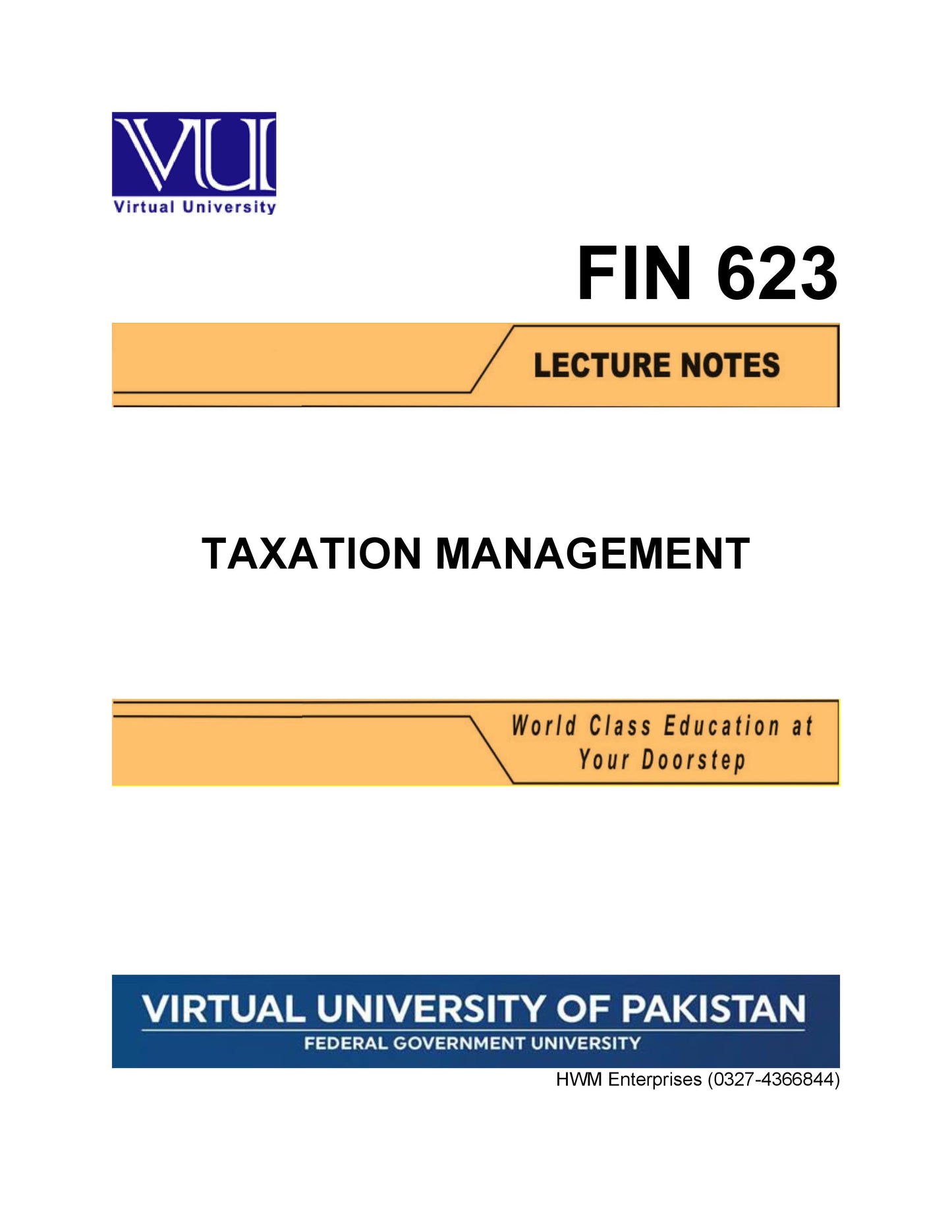 FIN 623 Taxation Management