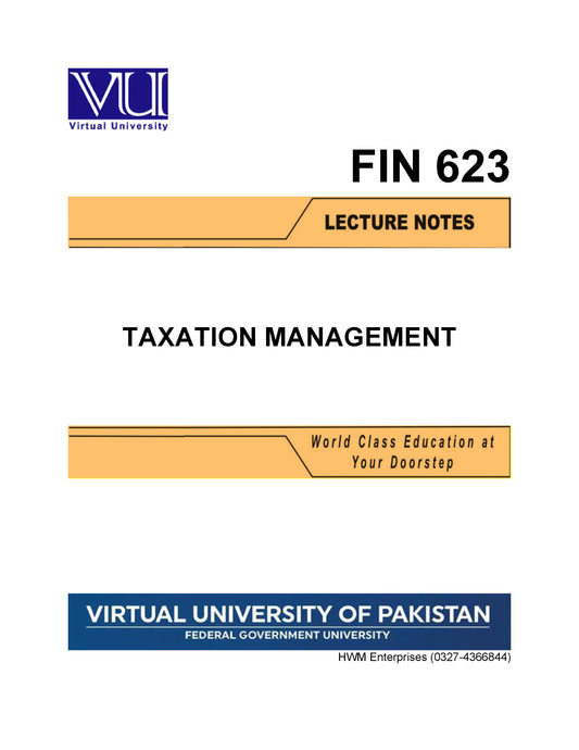 FIN 623 Taxation Management