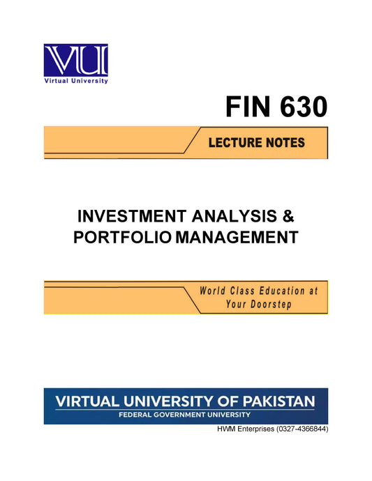 FIN 630 Investment Analysis & Portfolio Management