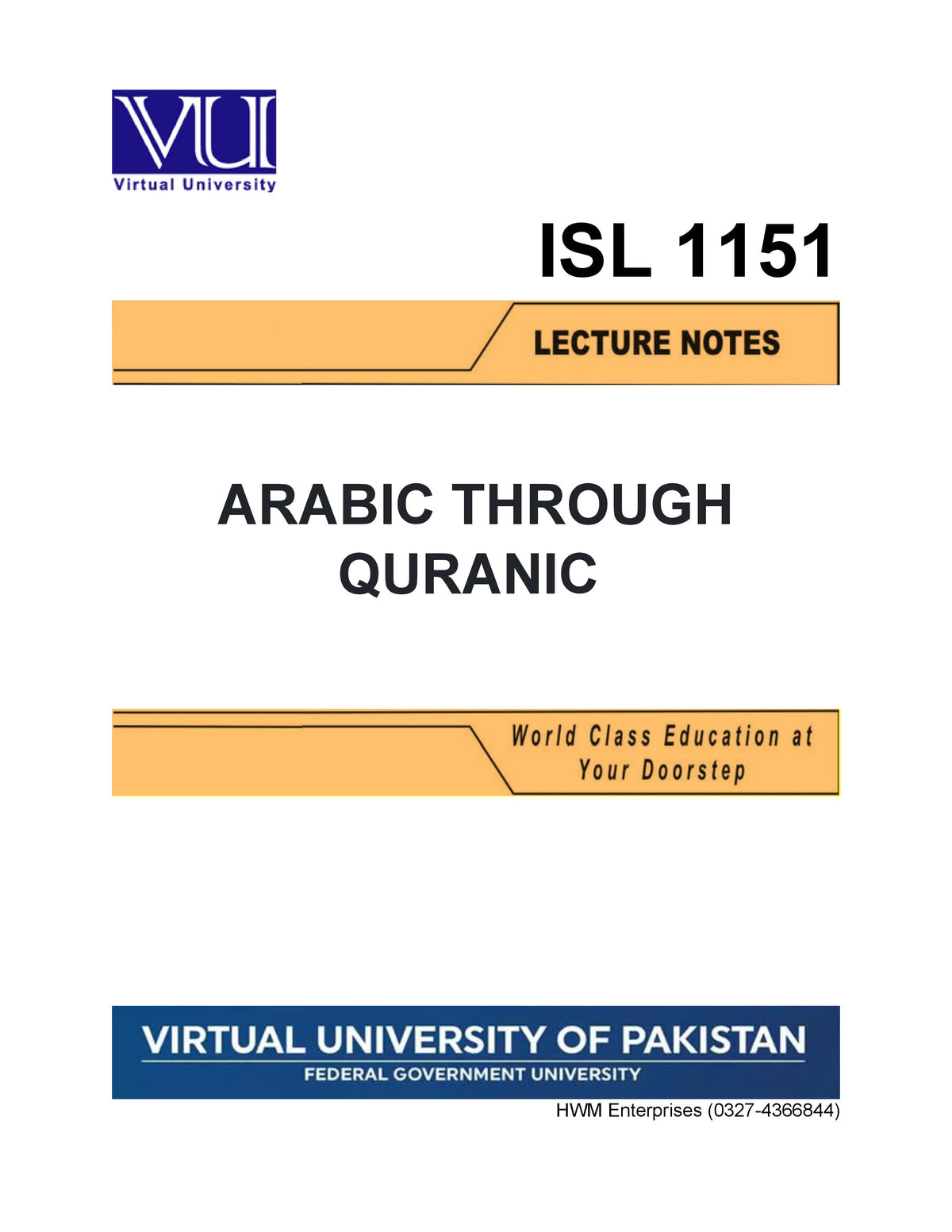 ISL 1151 Arabic Through Quranic 