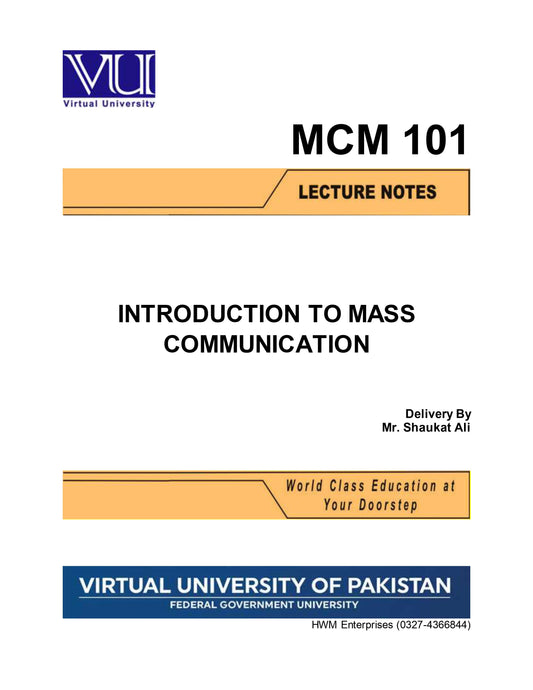MCM 101 Introduction to Mass Communication