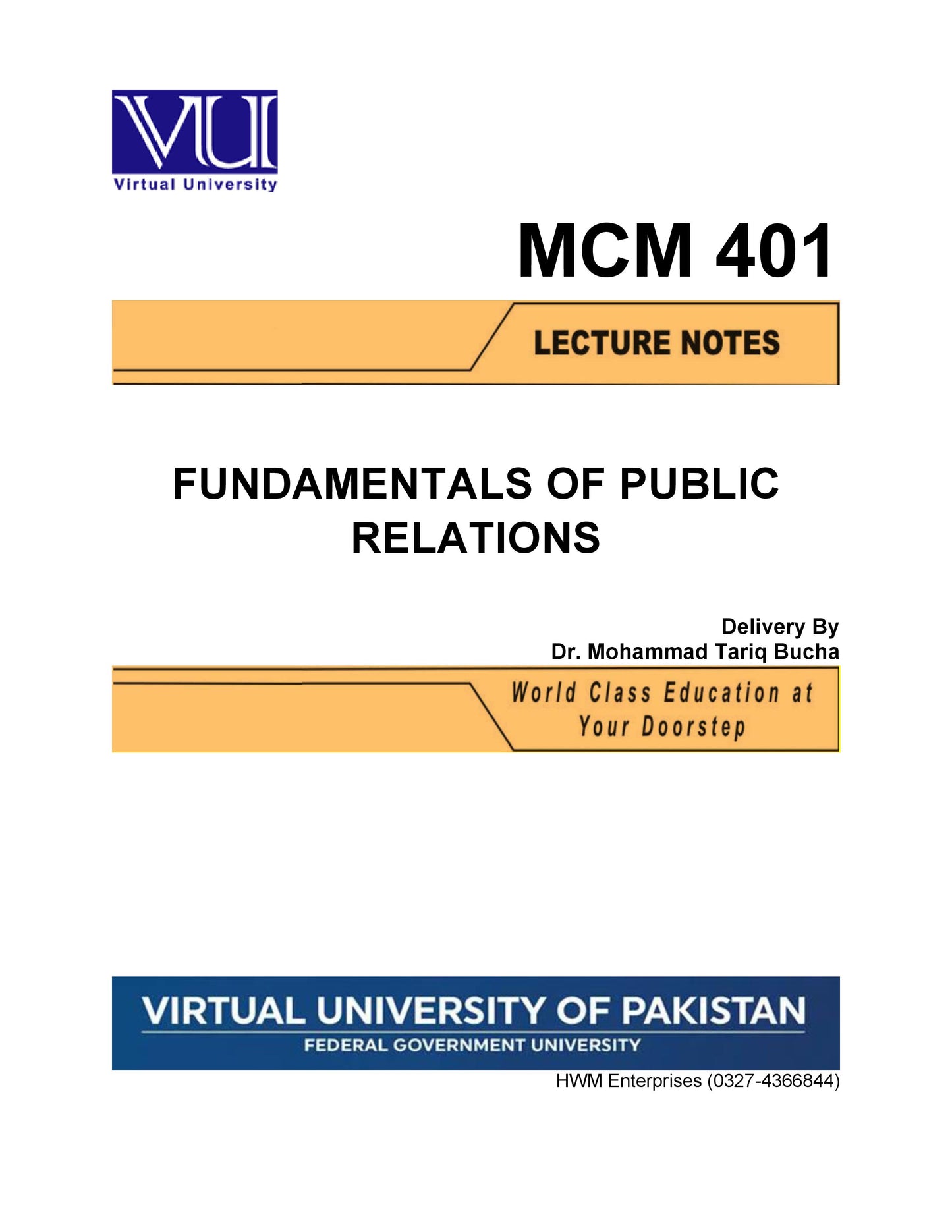 MCM 401 Fundamentals of Public Relations