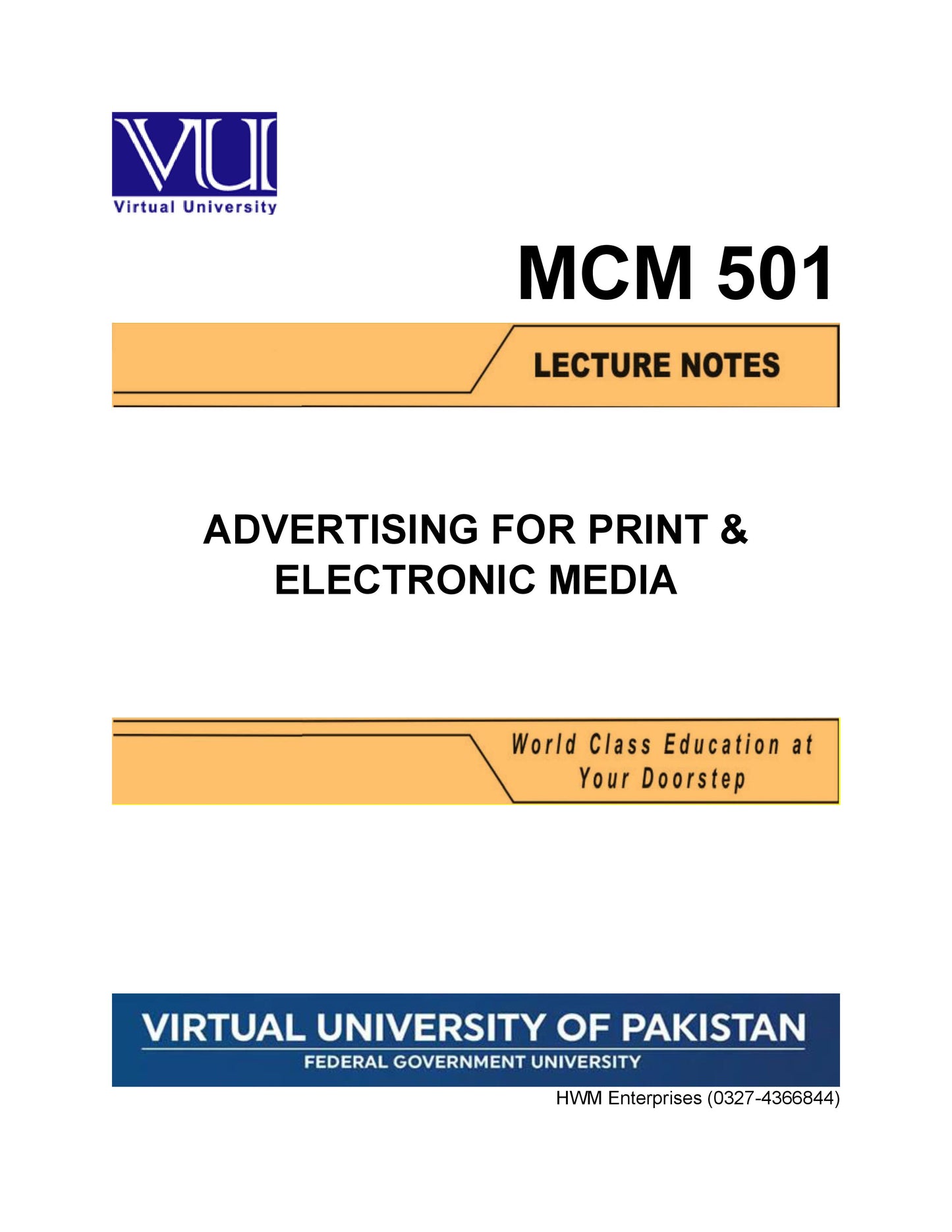 MCM 501 Advertising for Print & Electronic Media