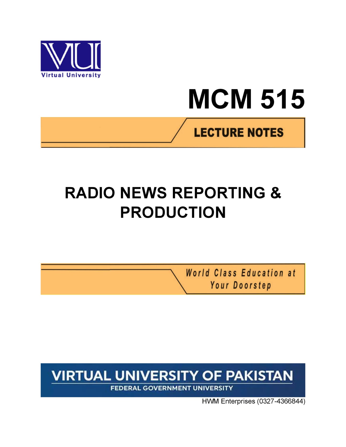 MCM 515 Radio News Reporting & Production