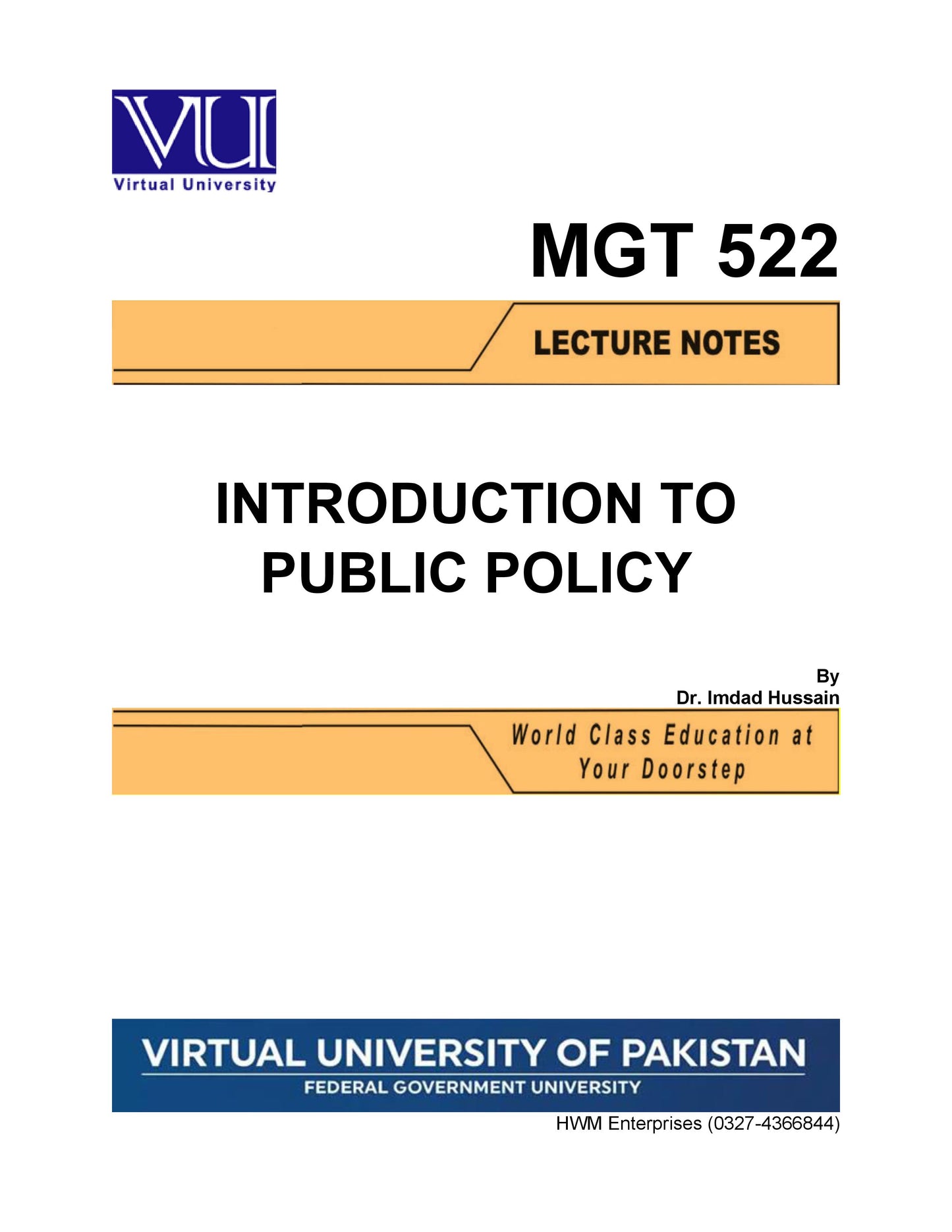 MGT 522 Introduction to Public Policy