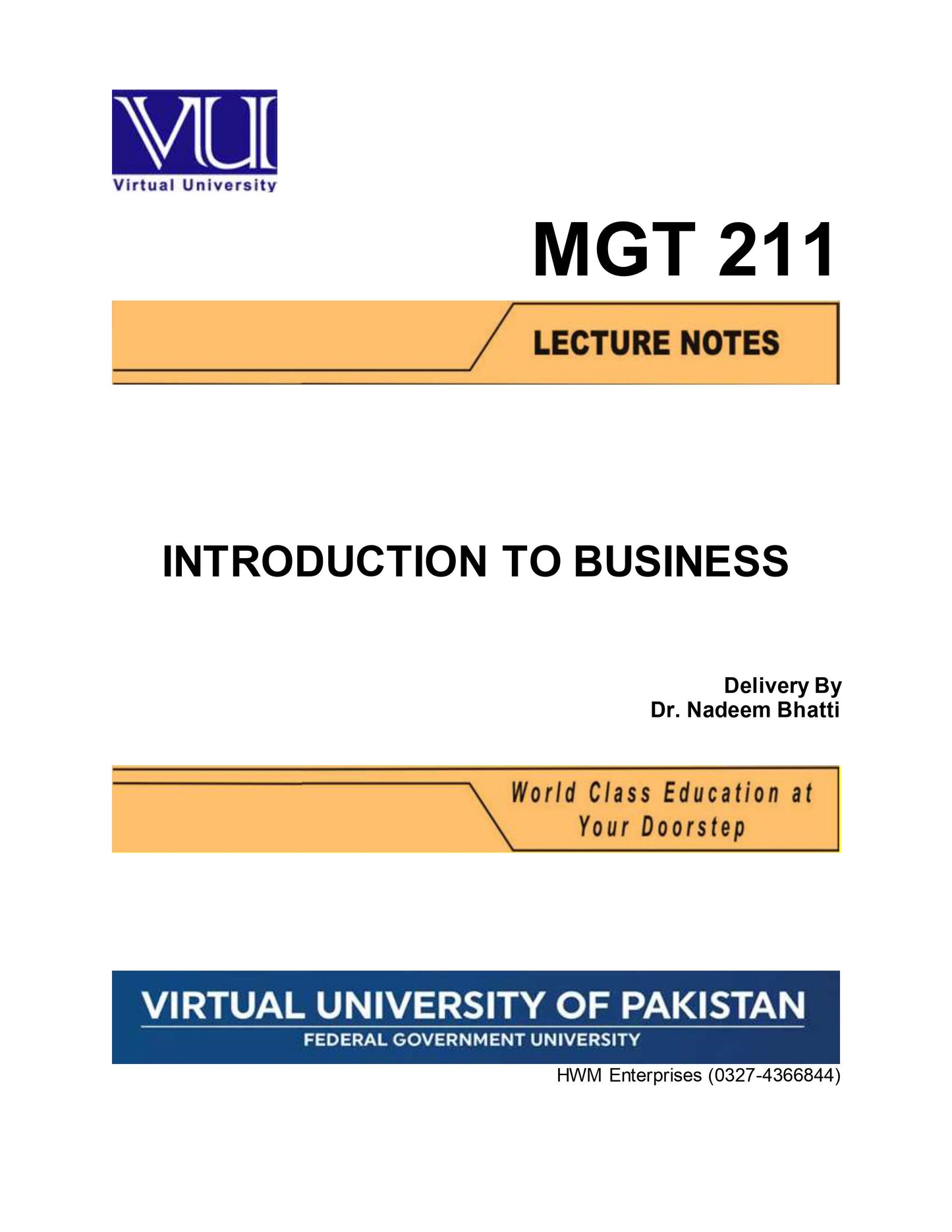 MGT 211 Introduction to Business