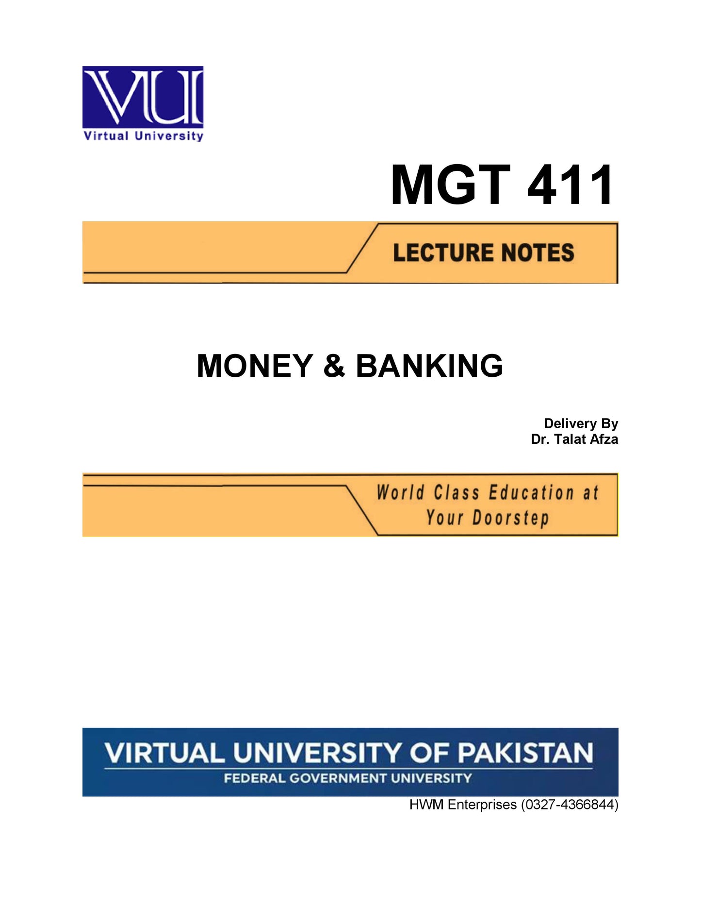 MGT 411 Money & Banking