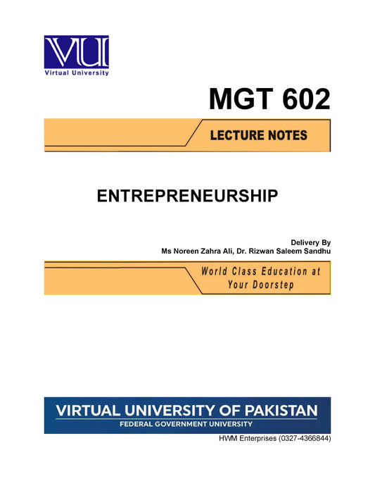 MGT 602 Entrepreneurship