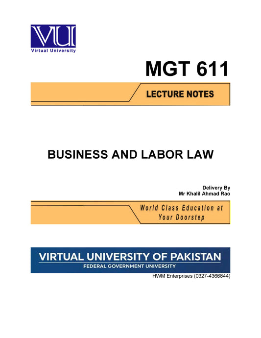 MGT 611 Business & Labor Law
