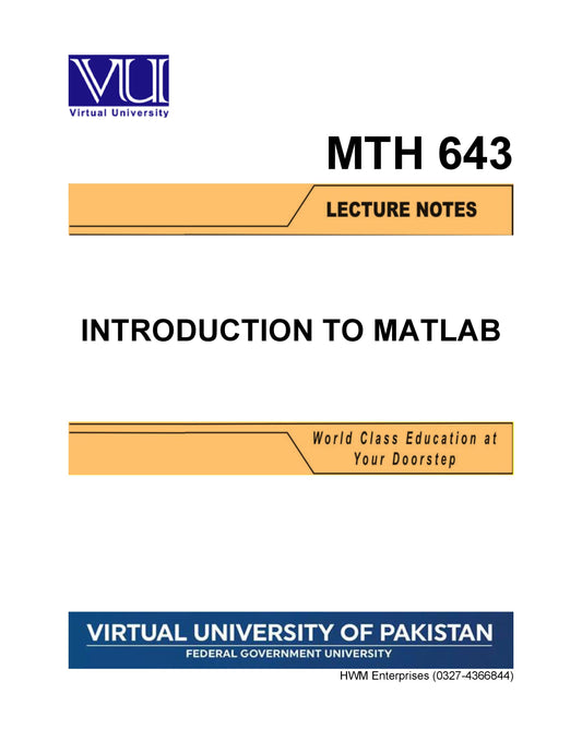 MTH 643 Introduction to Matlab