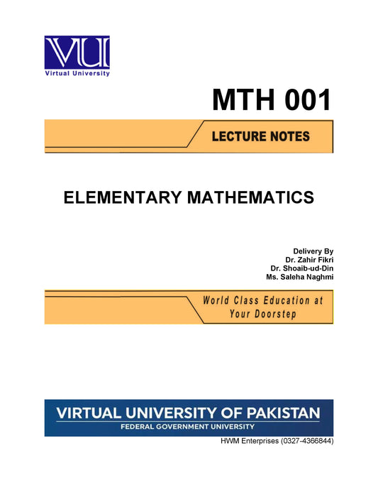 MTH 001 Elementary Mathematics