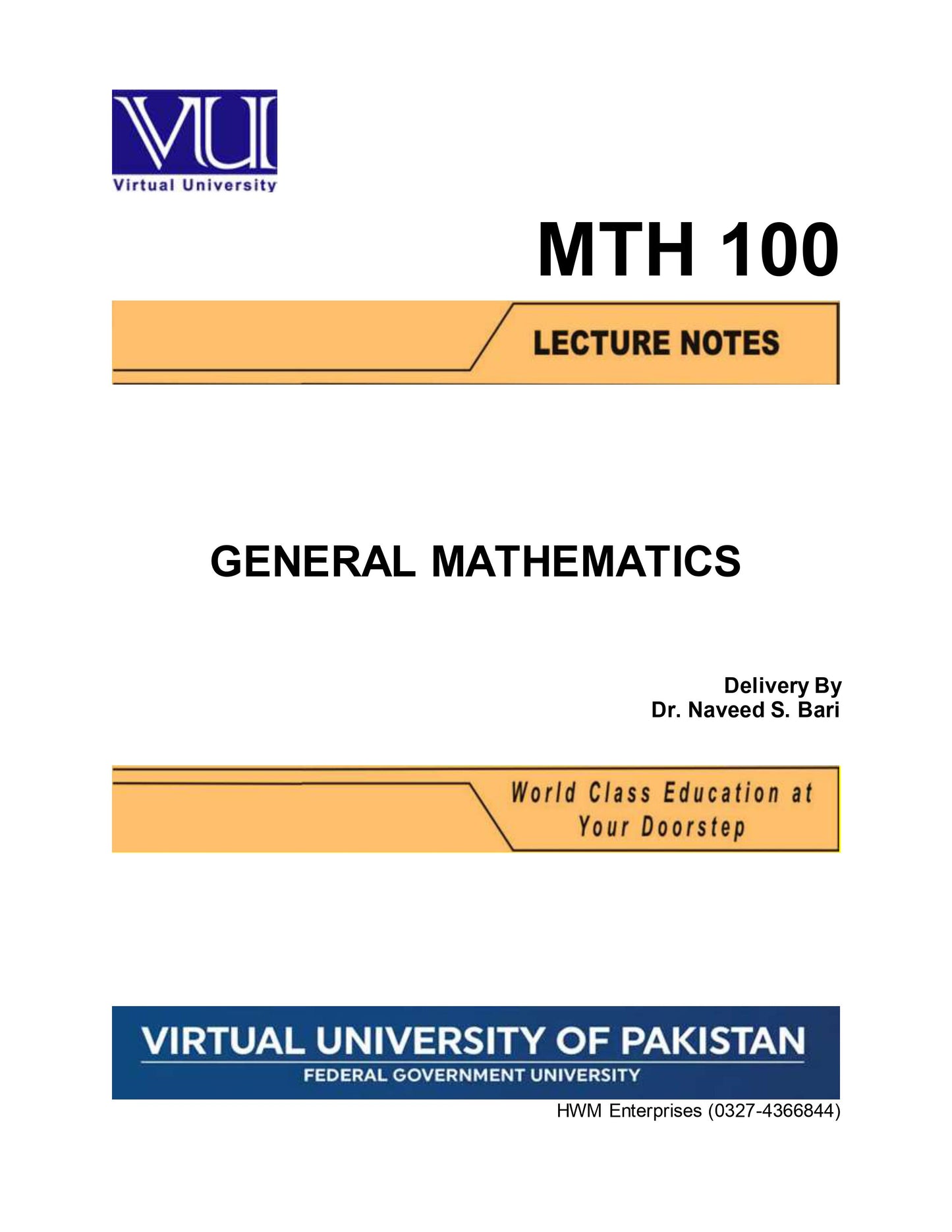 MTH 100 General Mathematics